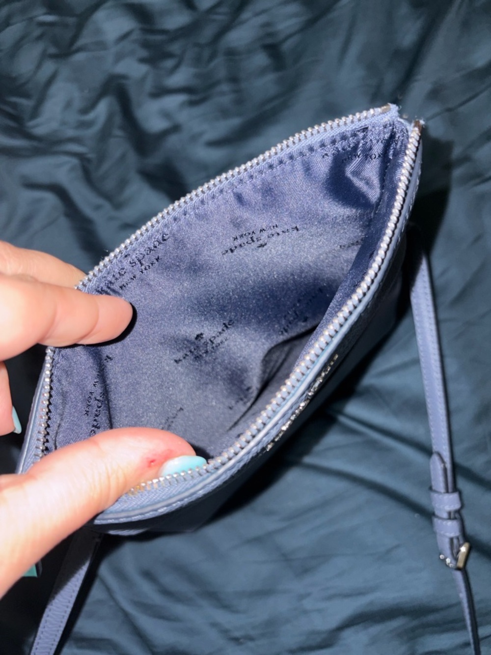 NWOT kate spade Pebbled Leather Purse -  Light Navy - Picture 5 of 7